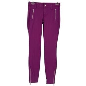 Vintage Y2K Bebe Matte Coated Purple Pink Zipper Skinny Jeans size 26